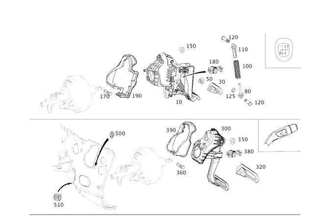 2052904500 - Pedal Assembly: Pedal System for Mercedes-Benz: C350e, C400, C43 AMG, C450 AMG, C63 AMG, C63 AMG S, E300, E350, E400, E43 AMG, E450, E53 AMG, E63 AMG S Image image