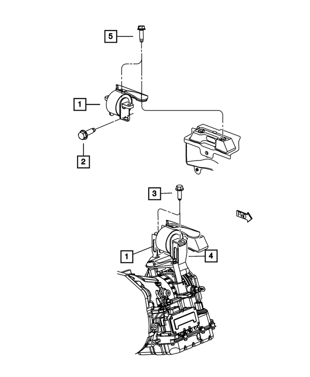 4743906AD - 2.4L Gas; Engine: Transmission Mount Isolator for Mopar Image