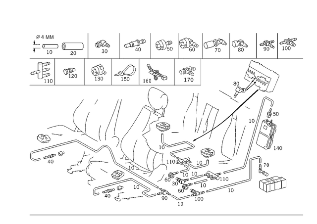 1581435 - Vacuum System/Hydraulic System: Piping for Mercedes-Benz Image image