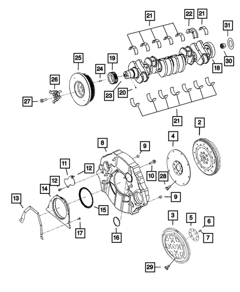 Crankshaft, Piston, Drive Plate, Flywheel, and Damper for 2011 Ram 3500 #0