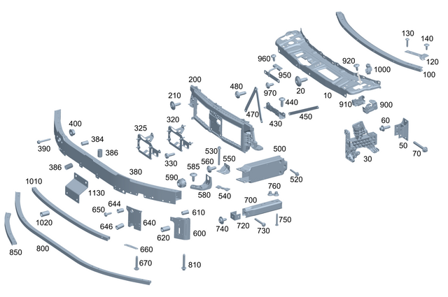 254620810064 - Front-End Assembly, Front Panel: Reinforcement Sheet Metal for Mercedes-Benz: GLC300, GLC350e, GLC43 AMG, GLC63 AMG S E Performance Image image