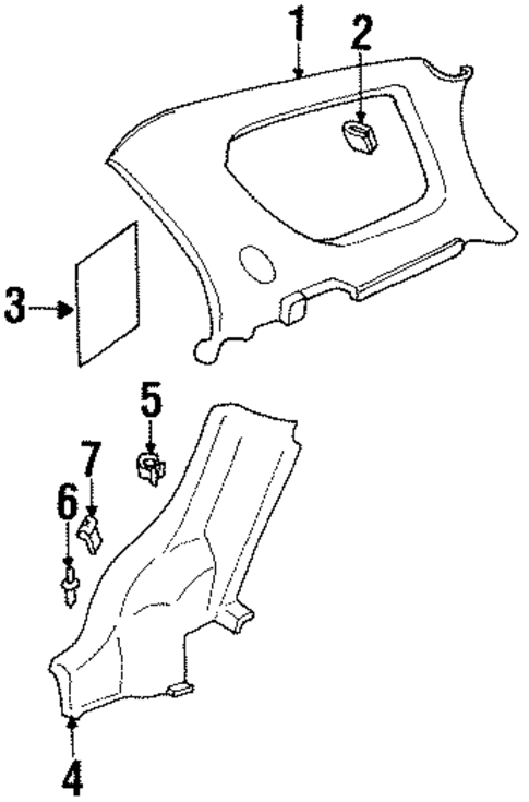 Interior Trim - Quarter Panels for 1999 Suzuki Esteem #1