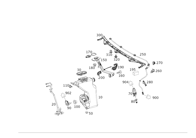 2058690520 - Windshield Washer System, Emergency Equipment: Liquid Reservoir for Mercedes-Benz: C350e, C400, C450 AMG, C63 AMG, E300, E350, E43 AMG, GLC300, GLC43 AMG, GLC63 AMG Image image