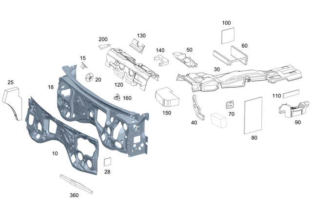 1676820100 - Panelling: Dampening, Firewall for Mercedes-Benz: GLE350, GLE450, GLE450e, GLE53 AMG, GLE580, GLE63 AMG S, GLS450, GLS580, GLS63 AMG, Maybach GLS600 Image image