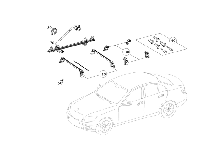 9906699 - Roof Carrier Systems: Mount for Mercedes-Benz: C250, C300, C350, C63 AMG, E250, E350, E400, E550, E63 AMG Image
