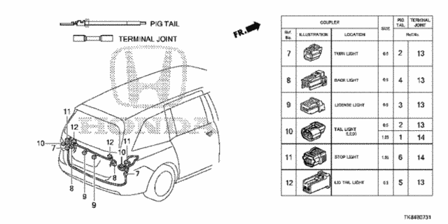 Electrical Connectors (RR.) (2) for 2015 Honda Odyssey #0