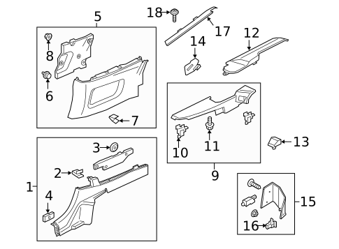 Interior Trim - Quarter Panels for 2018 Ford Mustang #0