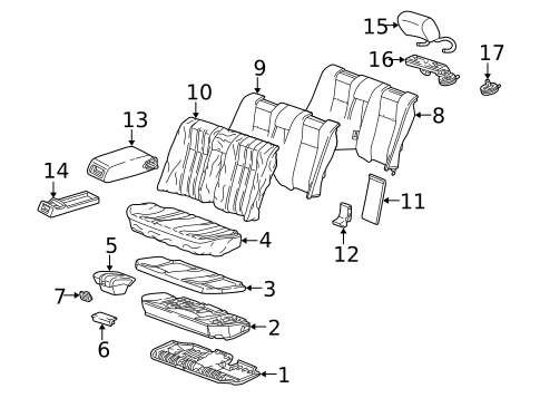 Rear Seat Components for 2000 Mercedes-Benz E320 #1
