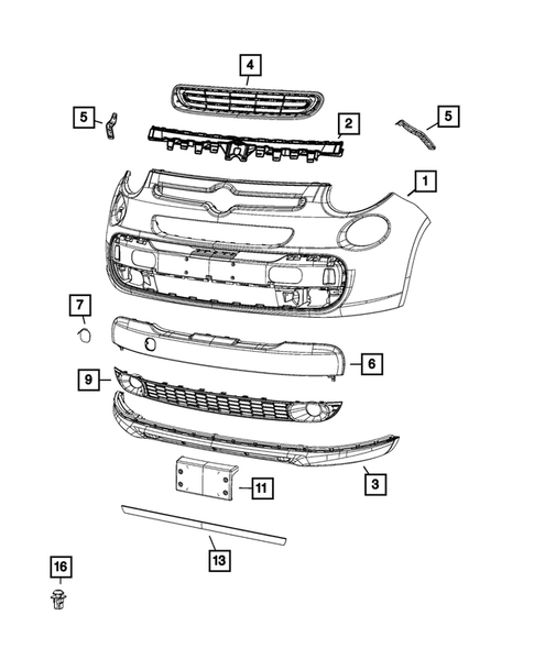 Front Bumper and Fascia for 2015 Fiat 500L #0