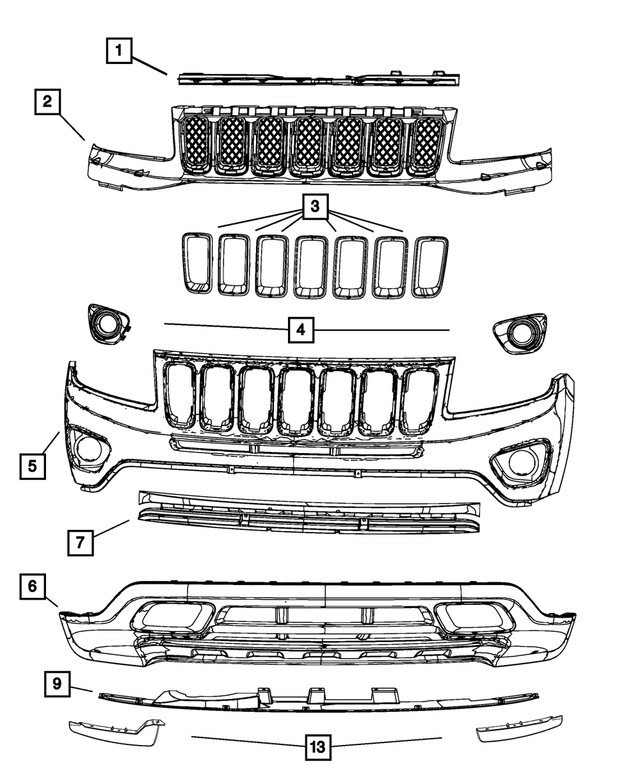 « 68192204AA –  : Grille De Radiateur Trousse D'anneaux Enjoliveur pour Mopar Image »