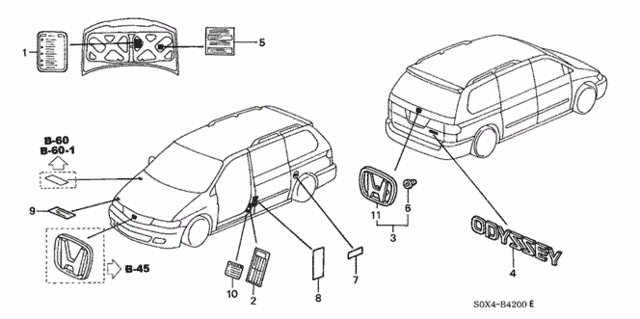 Emblems - Caution Labels for 2000 Honda Odyssey #0