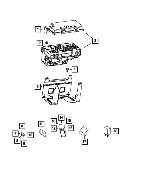 Power Distribution Center, Fuse Block, Junction Block, Relays and Fuses for 2017 Jeep Wrangler #0