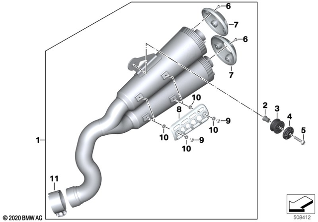18519443102 - Exhaust System: Rear Muffler -  for BMW-Motorrad Image