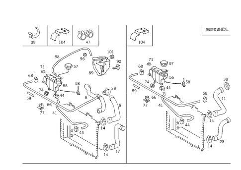 Expansion Tank, Mounting and Hoses for 1996 Mercedes-Benz C280 #2