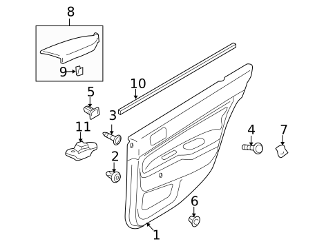 Interior Trim - Rear Door for 2007 Mitsubishi Outlander #5