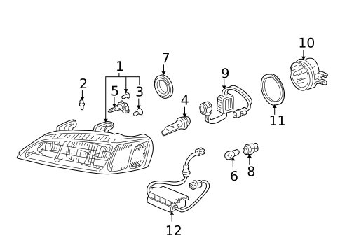 Headlamp Components for 2000 Acura TL #0