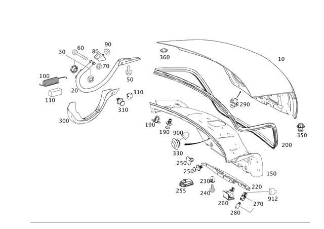 2047510297 - Trunk Lid: Parts Kit, Interm. Layer for Mercedes-Benz: C250, C300, C350, C63 AMG, CLA250, CLS400, CLS550, CLS63 AMG, CLS63 AMG S, E250, E350, E400, E550, E63 AMG Image image