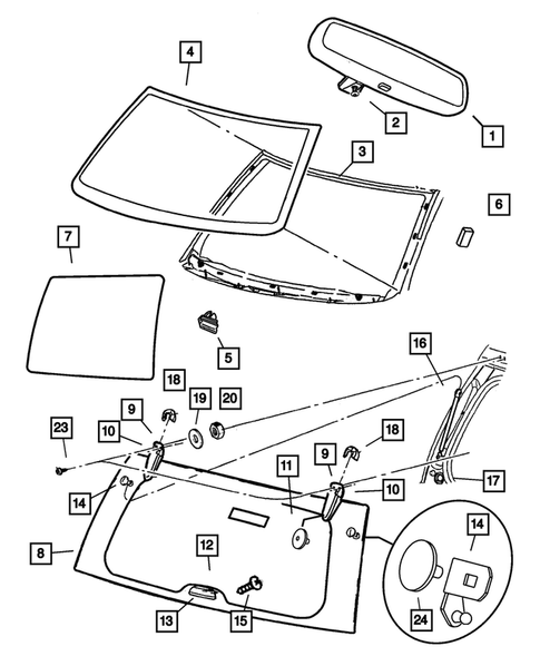 Glass and Rear View Mirror for 2001 Jeep Grand Cherokee #0