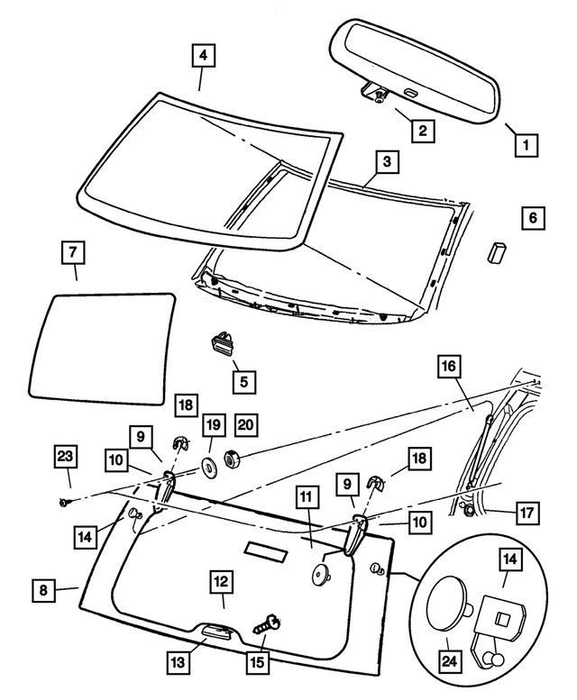 55157463AA - Body Sheet Metal Except Doors: Inside Rear View Mirror for Mopar Image