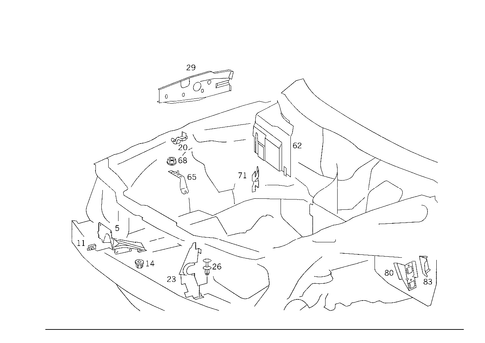 Engine Compartment Partition Panel, Wheelhouse Attachment Parts for 1989 Mercedes-Benz 300TE #2