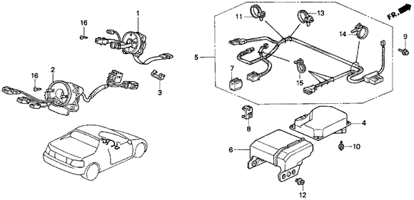 SRS Unit ('94-'97) for 1995 Honda Civic del Sol #0