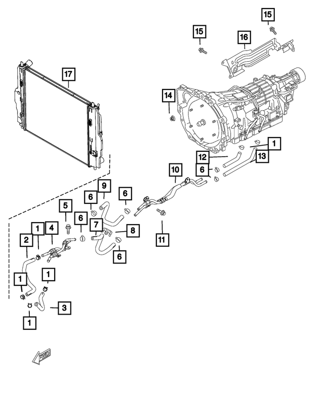 « 68317646AA – Cooling : Refroidisseur D`huile De Transmission Durite pour Mopar Image »