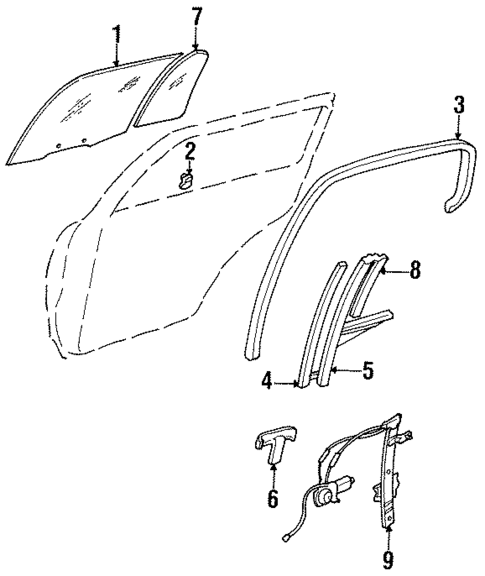 Glass - Rear Door for 1995 Kia Sportage #0