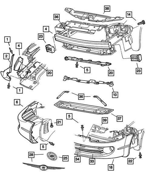 Front Bumper and Fascia for 2001 Chrysler Concorde #0