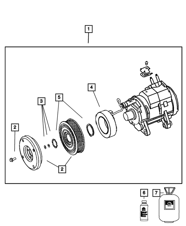 55111439AB - Air Conditioners and Heaters: Air Conditioning Compressor, Remanufactured for Mopar Image
