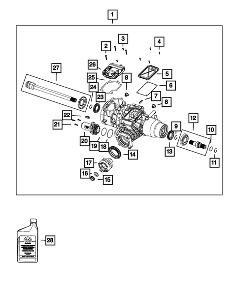 Rear Axle; Housing, Differential and Vent for 2019 Jeep Cherokee #0