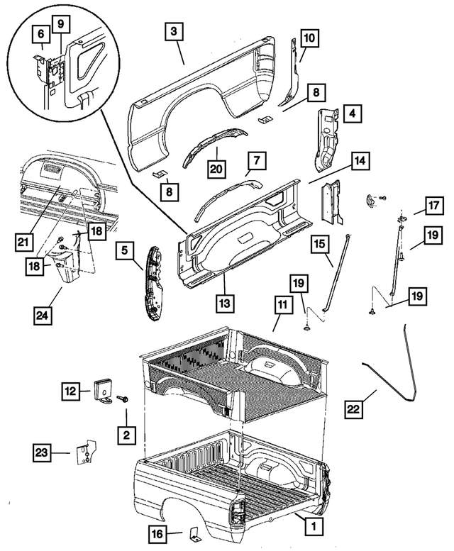 68048695AA - Body Sheet Metal Except Doors: Box Side Reinforcement, Left for Mopar Image