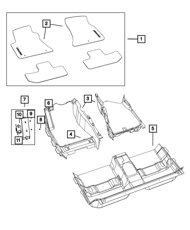 « 7BW98DX9AA – Interior Trim : Avant Et Arrière Trs De Tapis pour Mopar Image »