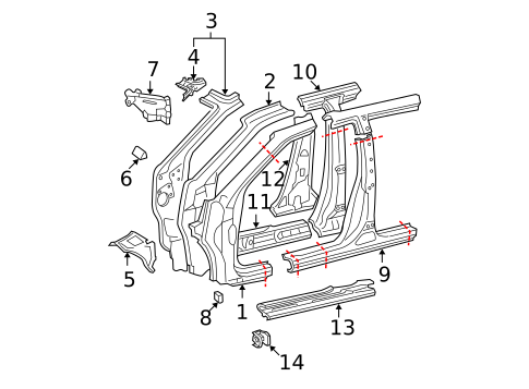 Hinge Pillar for 2003 Toyota Avalon #0