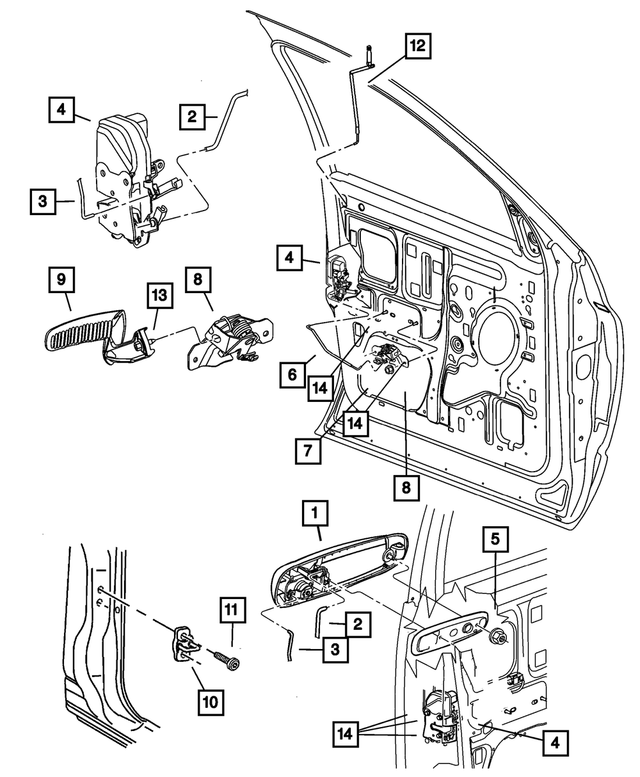 55276394AA - Doors and Related Parts: Outside Handle To Latch Link, Right for Mopar Image