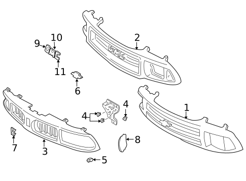Grille & Components for 1995 GMC Jimmy #0
