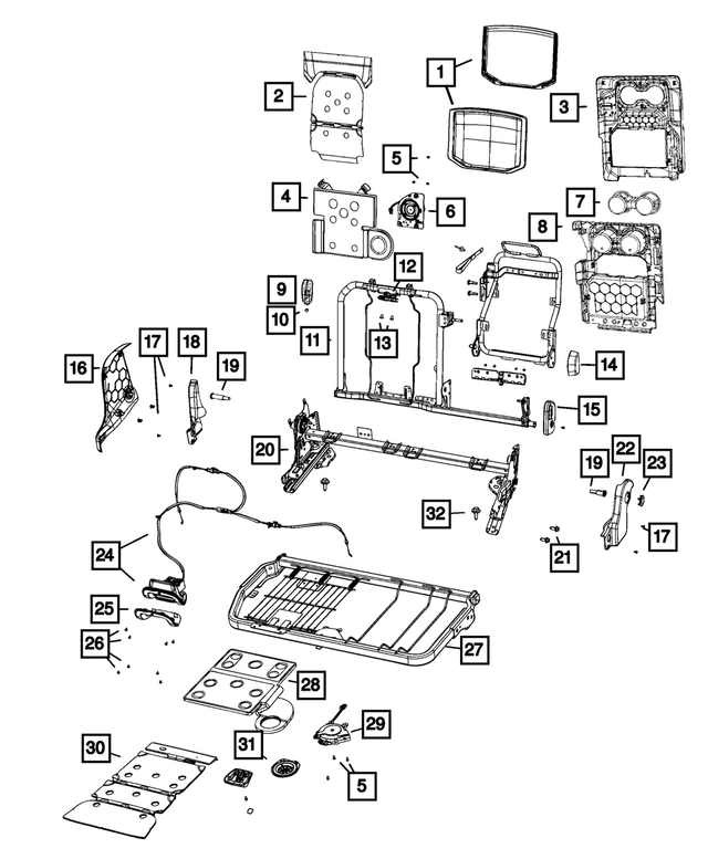 5ZK37TX7AD - Interior Trim: Center Console Storage Lid, Lower for Mopar Image