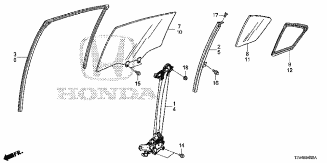Rear Door Glass - Regulator for 2014 Honda Accord #0