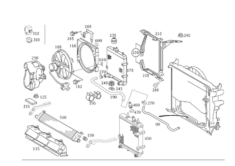 Radiator, Mounting, and Covering for 2003 Mercedes-Benz S 55 AMG&reg; #0