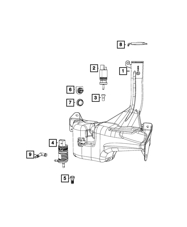 68160753AA - Electrical: Windshield Washer Reservoir for Mopar Image