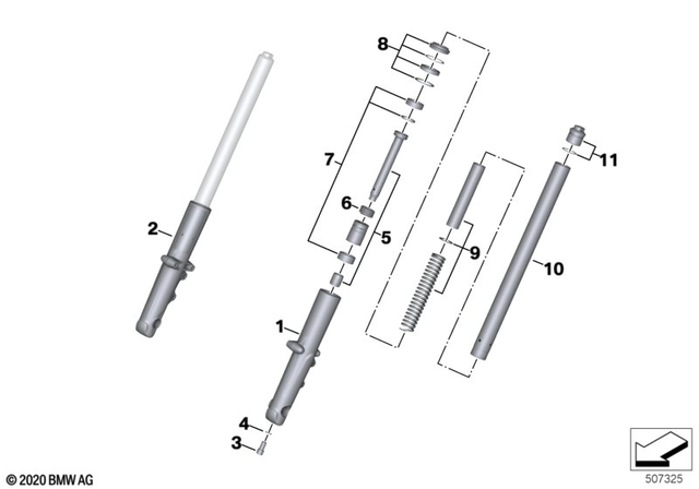 31427105803 - Front Axle, Front Suspension: Slider Tube Left - Black for BMW-Motorrad Image