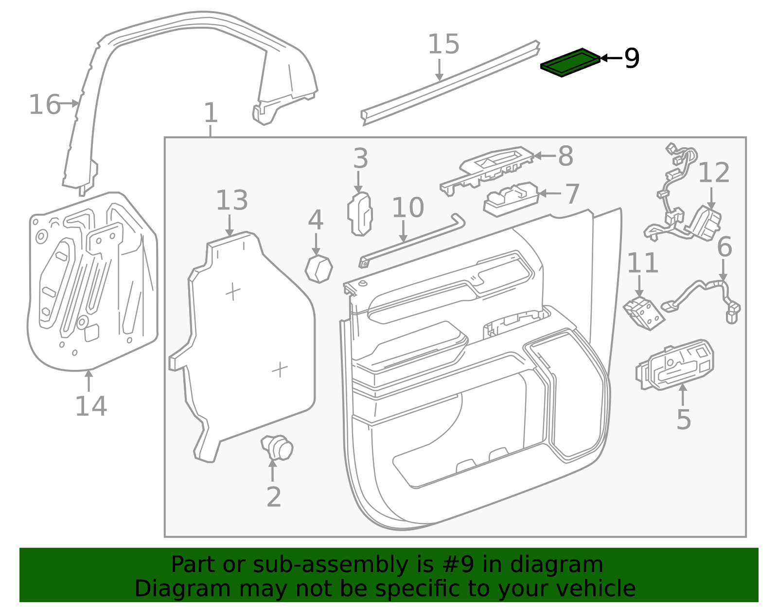 2022-2026 GM Front Passenger Side Door Pull Cup Liner 85544407 | OEM ...
