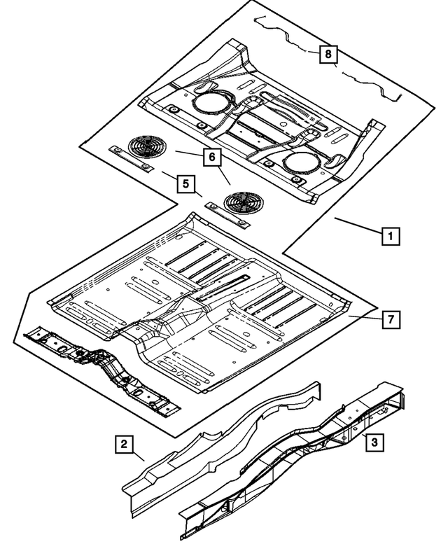 5054928AC - Body Sheet Metal Except Doors: Front Floor Pan for Mopar Image image