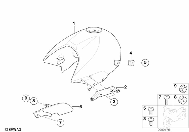 16112328707 - Fuel Supply: Fuel Tank Prime Coated -  for BMW-Motorrad Image