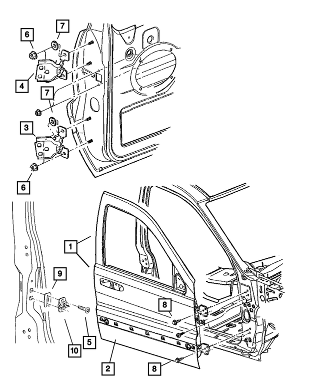 55399100AB - Doors, Door Mirrors and Related Parts: Front Door, Right for Mopar Image