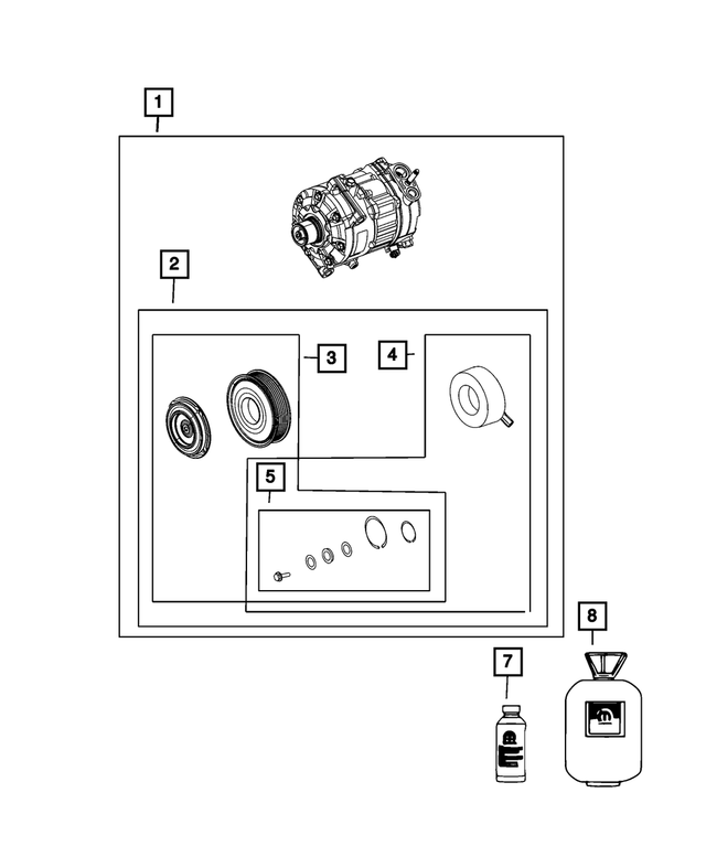 68224150AB - Air Conditioners and Heaters: Compressor Lubricant for Chrysler: 200, 300, Town &amp; Country | Dodge: Challenger, Charger, Dart, Durango, Grand Caravan, Hornet, Journey, Viper | Fiat: 500, 500L | Jeep: Cherokee, Compass, Grand Cherokee, Grand Cherokee L, Grand Wagoneer, Renegade, Wagoneer, Wrangler | Ram: 1500, 1500 Classic, 3500, ProMaster 1500, ProMaster 2500, ProMaster 3500 Image