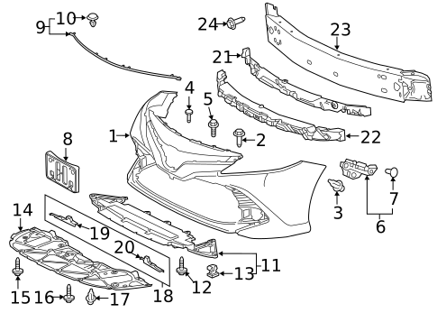Bumper & Components - Front for 2020 Toyota Camry #0