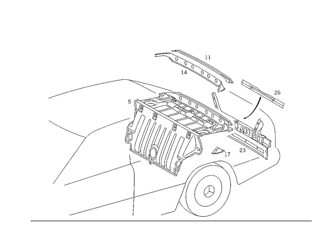 1246470216 - Rear Panel: Reinforcement for Mercedes-Benz Image image