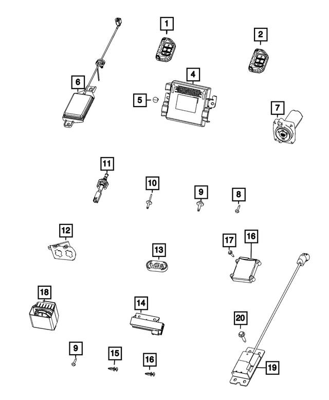 68384453AD - Electrical: Integrated Key Fob Transmitter for Mopar Image image