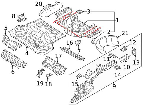 Rear Floor & Rails for 2015 Volkswagen Passat #0