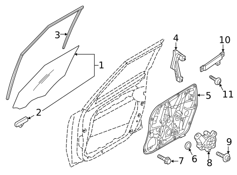 Glass - Front Door for 2023 Kia Niro #0